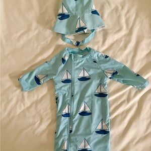 Monica + Andy 3-6mo Kids Sailboat Print Swim Set